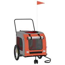 vidaXL Fahrradanhänger Für Hunde, Orange Und Grau, Aus Oxfordgewebe Und Eisen - Amarillo - Ver 3