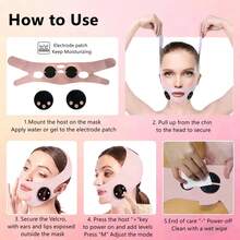 EMS Face Lifting Strap, Micro Current Low Frequency Massager, V-Line Mask Chin Up Mask, Intelligent Electric Face Lifting Mask, Soft Lycra Double Chin Strap For Facial Contouring,Skin Firming,Jaw Exerciser - Pink - View 10