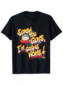 2026 T-shirts graphiques assortis pour la famille, vêtements pour hommes et femmes, haut de Saint-Valentin, t-shirt en coton porte-bonheur pour la Saint-Patrick, t-shirt graphique amusant 'Screw You Guys', t-shirt humoristique style South Park avec design de personnage coloré, tenue décontractée en coton confortable, noir S XXXL, vêtements pour adolescentes, t-shirts pour garçons et filles, vêtements pour jeunes filles, tenues assorties pour la famille, vêtements d'anime, cadeau pour garçons et filles - Noir - Voir 1