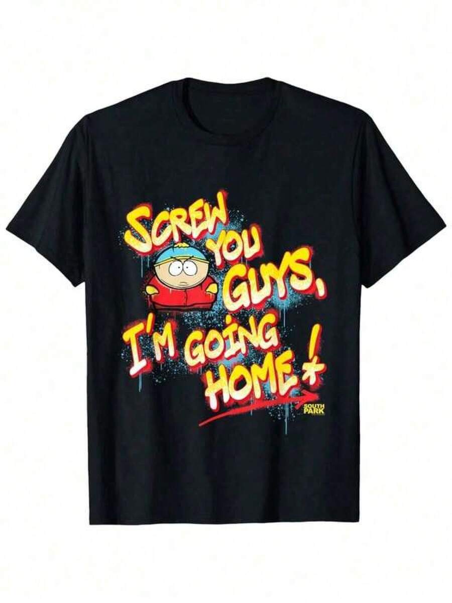 2026 T-shirts graphiques assortis pour la famille, vêtements pour hommes et femmes, haut de Saint-Valentin, t-shirt en coton porte-bonheur pour la Saint-Patrick, t-shirt graphique amusant 'Screw You Guys', t-shirt humoristique style South Park avec design de personnage coloré, tenue décontractée en coton confortable, noir S XXXL, vêtements pour adolescentes, t-shirts pour garçons et filles, vêtements pour jeunes filles, tenues assorties pour la famille, vêtements d'anime, cadeau pour garçons et filles - Noir - Voir 1