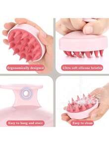 1支柔软硅胶头皮按摩洗发刷,适用于卷发/直发及所有发质,手动沐浴头部按摩器。可用于吹干、造型、洗发和护发按摩。便携易清洁,简约设计——可在淋浴间、家中、旅行、宿舍、美发沙龙、美容院使用。气垫梳、梳子、护发、SPA、解结梳、美发造型工具、发型师、美发设备、按摩工具、女士美发配件、浴室工具、浴室美发配件、化妆工具。母亲节礼物 - 彩色 - 查看 3