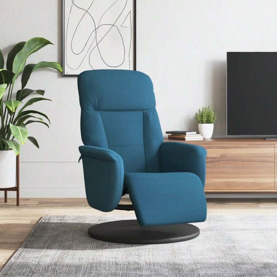 vidaXL Relaxsessel Mit Fußteil Blau Samt - Blau - Übersicht 1