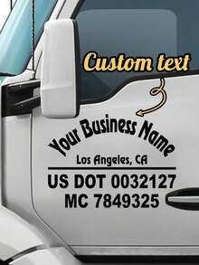 定制DOT（美国交通部）卡车和商用车贴纸，个性化货运公司乙烯基贴纸，带有DOT和MC编号，定制公司名称字母拖车卡车门贴纸，专业合规识别贴纸，防水防风耐用乙烯基材质，易于粘贴和移除，可定制尺寸、字体和颜色，适用于个体经营者和货运公司卡车门窗贴纸 - 多色 - 查看 1
