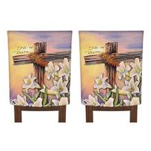 2/4/6 PIEZAS Funda de silla de Pascua con cruz y lirio blanco, funda de silla impresa con "Él ha resucitado", funda de silla removible y lavable para uso en fiestas religiosas, cocina y sala de estar - Lila Púrpura - Ver 12