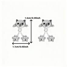 1 Pair Cute Sweet Cat Paw Pet Back Hanging Earrings, Women's Earrings, Suitable For Women's Daily Wear, Parties, Dates, Birthday, Valentine's Day Gifts For Women - 彩色 - 查看 4