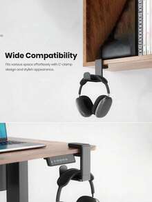 Rotating Headphone Stand - PC Gaming Headset Holder, Adjustable Clamp-On Under Desk Hanger With 360 Degree Swivel & Cable Clip Organizer - Multicolor - View 5