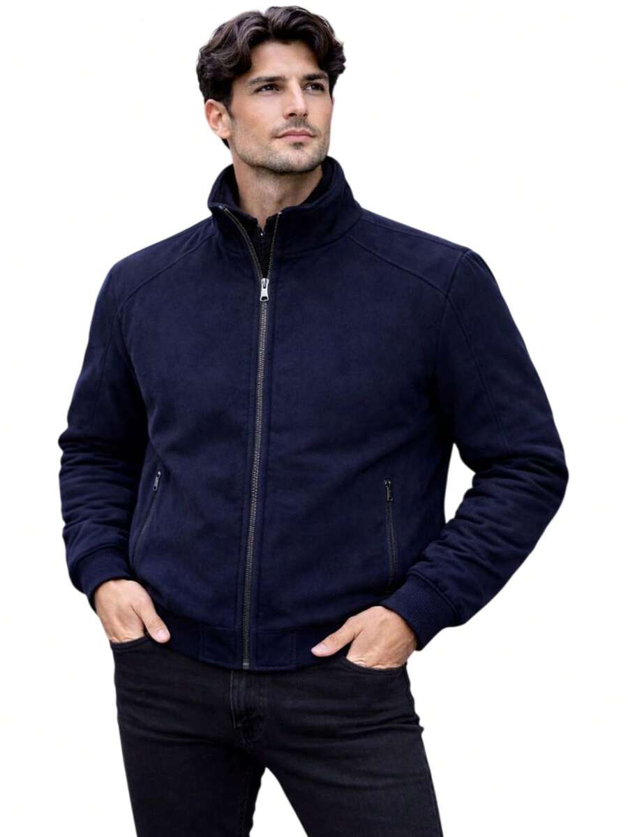 Men's Reversible Double-Sided Twill Jacket – 2 Colors In 1 | Premium Casual Style - 藏蓝色 - 查看 1