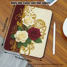 1pc Rose Pattern Flip Cover Desk Protective Case With Pen Slot, Compatible With IPad 10.9/10.2/Air 5th Gen/Pro 11/10th Gen/9.7/Air 2/IPad (7th Gen)/IPad (8th Gen)/IPad Air 4/5/Pad Pro 11/IPad 10.9" (2022), Smart Protective Cover, Suitable For IPad Air 13 (M3 2025)/Pad Air 11 (M3 2025)/Pad Air 11 (M3 2025)/Pad 11 (A16 2025), Compatible With Samsung S7/S8/S9/S6 Lite/S7+/S8+/S7FE/A7/A8/A9 - Multicolor - View 3