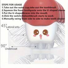 Rechargeable Cartoon Dinosaur Electric Toothbrush, 360° Full Coverage, Blue/Pink/Green, Suitable For 6-12 Years Old Children, 150mAh - Multicolor - View 5