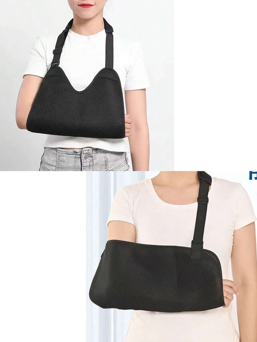 1 pieza Cabestrillo para el brazo, Soporte para el brazo, Cabestrillo para el antebrazo, Protector para el brazo, Correa de fijación para el brazo, Equipo de emergencia para deportes al aire libre, Correa de fijación ajustable para el brazo, Adecuado para lesiones de muñeca o brazo, Dislocación de articulaciones, Para fijar y apoyar el brazo, Tela transpirable, Utilizable para el brazo izquierdo o derecho, Correa para el hombro ajustable - negro - Ver 1