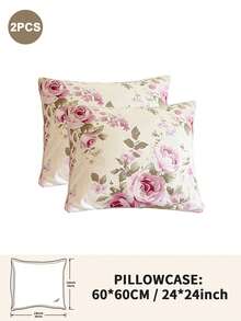 1pc/2pcs/4pcs Floral Print Pillowcase, Breathable Soft Comfortable, Envelope Closure Suitable For Bedroom Sofa Home Decor, Retro Style Bedroom Living Room Home Decor, Pillow Insert Not Included, Suitable For All Seasons - Multicolor - View 16