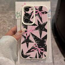 1个TPU材质可爱粉黑星蝴蝶结设计时尚手机壳，兼容三星A05s、A12、A13、A14、A14 4G、A15、A21s、A23、A25、A32、A32 5G、A34、A35、A50s、A51、A52、A53、A54、A55、A71、A72、A73、S10、S20 FE、S20 Ultra、S21 Ultra、S22、S22 Plus、S23、S24、红米10C、12C、Note 10、11、12、13、Pro Plus、Note 8、9 Pro，全方位保护软壳手机套 - 白色 - 查看 1