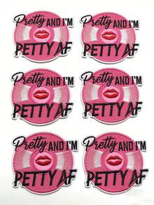 1 pieza "Bonita y mezquina AF" Parche bordado con texto de música de vinilo para planchar - Multicolor - Ver 9