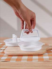 1/2pcs Plastic Hamburger Patty Maker - Non-Stick Burger Patty Mold, Cheese Burger Patty Maker, Suitable For Beef, Vegetables, Kitchen Tools, Grill Accessories, Patty Maker, Easy To Clean - White - View 11
