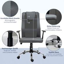 Ergonomic Office Chair With Tilt Function, Height Adjustable And 360° Swivel, With Armrests, Supports Up To 120 Kg, Grey - Dark Grey - View 6