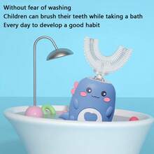 Rechargeable Cartoon Dinosaur Electric Toothbrush, 360° Full Coverage, Blue/Pink/Green, Suitable For 6-12 Years Old Children, 150mAh - Multicolor - View 8