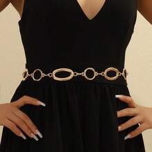 1pc Minimalist Hollow Metal Geometric Waist Chain, Fashionable Waist Belt Body Chain, Suitable For Party, Date, Daily Wear, Holidays, Gift, Geometric Pattern, Zinc Alloy, Women, All Season - Multicolor - View 4