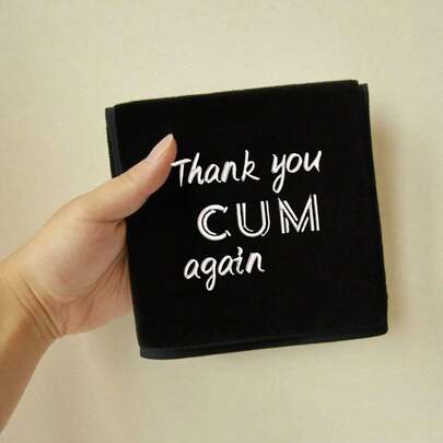 1pc 30*30cm Super Soft Embroidered Letter Funny Face Towel, Suitable As Gifts For Boyfriend, Honeymoon, Thanksgiving, Christmas, Valentine's Day, Partner's Birthday, Wedding Anniversary, White Elephant, Gag Gifts Bathroom Decor