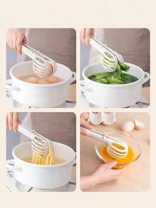 1 pieza Separador de huevos de cocina multifuncional, pinza para fideos, batidor, cuchara mezcladora, cuchara para huevos, cuchara para fideos, pinza para alimentos - Multicolor - Ver 6