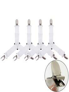 4-Piece Invisible Sheet And Mattress Corner Fasteners, Bed Skirt Fastener Tools With Optional Metal Clips And Adjustable Elastic Bands To Keep Sheets Smooth And Tidy, Easy To Install, Made Of Non-Slip Material, Practical Invisible Non-Slip Straps, Suitable For Mattresses, Sofa Beds, Outdoor Sofa Covers - A - View 8