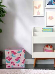 Mermaid Print Open-Purpose Cabinet Toy Organizer Storage Box 30x30x30 - Pink - View 1