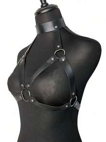 Strap Leather Bra Harness Sexy Chest Leather Belt Valentine's Day Gift Date Outfit Women's Sexy Accessories - 黑色 - 查看 8