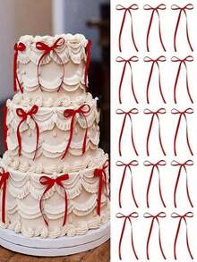 10pcs Red Bow Cake Decorations, DIY Bow Cake Decorations, Birthday Party Decor, Anniversary Birthday Wedding Cake Decor, Holiday Gift Decor, Baking Cake & Dessert Bow Decor, Party Favors, Birthday Party Table Decor - 紅色 - 查看 8