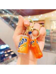 Cute Mini Super Simulation  Drink Bottle Can Keychain Couple Bag Car Pendant Small Gift - B - View 2