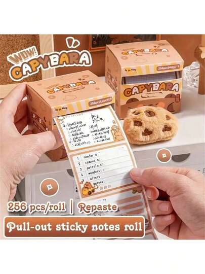 Bloco de notas adesivas com aba removível em formato de capivara (1 unidade), design de alta qualidade com adesivo total, ideal para estudantes do ensino fundamental, médio e superior, preparação para provas e uso no escritório. Papel fofo para marcar erros. Bloco de notas removível com adesivo.