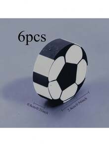 6pcs Football Shaped Erasers, Writing Supplies, Office & School Stationery, Perfect Back To School Gift - Multicolor - View 6