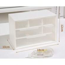 1pc Transparent Plastic Desktop Storage Box With Drawers - Large Capacity Multifunctional Storage Box For Office Supplies, Cosmetics And Bathroom Items. Lightweight Design, Suitable For Home Or Office, Desktop Storage Box - Clear - View 12