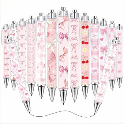 1-20pcs Cute Pink Heart & Bow Nurse/Doctor Themed Pens, 1.0mm Black Ink Smooth Writing Retractable Pens, Suitable For Teachers, Women, Girls, Adults, Decorative & Practical, School/Office Supplies, Party Favors, Back To School Gifts