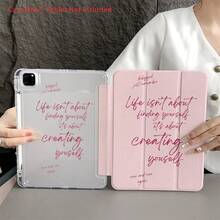 1 件装书本式三折励志语录平板电脑保护套（双色） - 防震保护套，带可调节支架，少女风设计，笔槽，兼容 iPad 10.9/10.2/Air 第五代/Pro 11/10 代、Galaxy Tab S10+/S9/A9、5/5PR/6/6PRO/7/7PRO，具备自动休眠/唤醒功能 - 彩色 - 查看 1