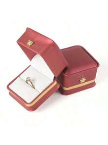 1 pieza Caja de anillo clásica premium, adecuada para empaquetar propuesta y anillos de compromiso como regalo - Blanco - Ver 4