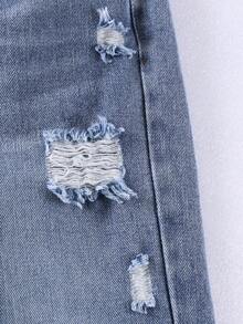 Tween Boy Elastic Waist Pocket Casual Distressed Denim Jeans - Light Wash - View 5