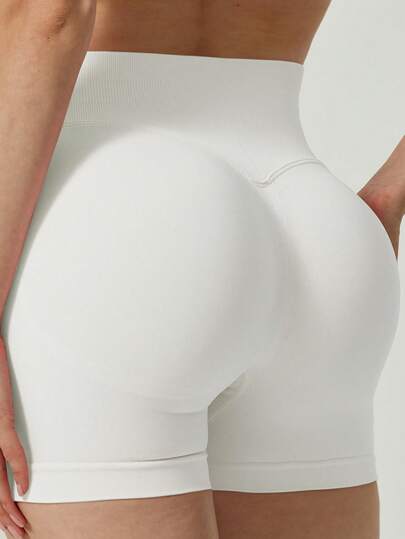 Women's Seamless Butt Lifting Sports Shorts, Suitable For Gym Workout, Cycling, Running, Black Tight Pants, Summer