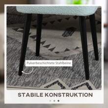 Square Cashmere-Look Stool, Footrest With Steel Legs, Light Blue, For Living Room And Bedroom - Mint Green - View 6