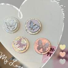 Magnetic Attraction Push-Pull Phone Holder Butterfly Fairy Style High-End Shake Phone Magnetic Holder - ABS Material Retractable And Adjustable Stable Desktop Support Shell Texture Design Users Necessary Daily Necessities - Multicolor - View 6