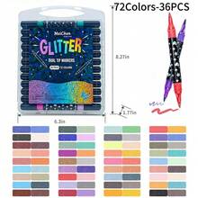 24/48/72/96 Colores Nuevos Bolígrafos de Purpurina Sólida, Doble Cabezal Bicolor, Punta de Pincel Suave, Bolígrafos de Purpurina Perlada Indescolorables, Bolígrafos Fluorescentes Coloridos Adecuados para Dibujar, Útiles Escolares, Papelería de Oficina, Decoración de Escritorio - Conjuntos - Ver 8