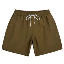 Men's Beach Shorts Men's 4-Inch Shorts Beach-Ready Splash-Resistant Shorts Essential Sports & Leisure Travel Pants - 鹹菜綠 - 查看 6