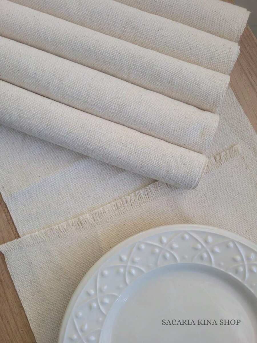 Luxury American-Style Placemat Set, 7 Pieces Including 1 Runner And 6 Place Settings, Woven With High-Quality Fabric! - Ngà - Xem 1