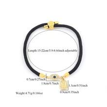 1pc New Fashion Adjustable Cord Letter & Eye Shaped Bracelet For Women - Black - View 2