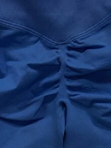 Women's Seamless Butt Lifting Sports Shorts, Suitable For Gym Workout, Cycling, Running, Black Tight Pants, Summer - Navy Blue - View 5