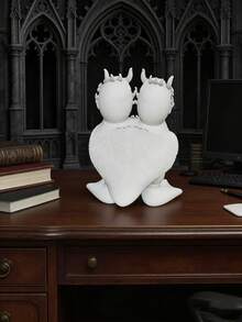 Nouvelle statue de canard gothique punk - Canard satanique à deux têtes et pics semblables à un dragon dans le style des années 80, idéal pour la décoration d'Halloween et les cadeaux uniques, convient à une utilisation intérieure/extérieure, personnalisable pour la peinture et le graffiti - 1PC - Voir 6