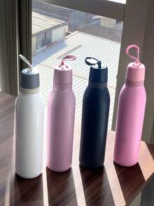 Botella Térmica Termo 750 ml Frío y Caliente con Popote | Acero Inoxidable, Hermética, Reutilizable, Ideal Agua Café Bebidas - Lila Púrpura - Ver 4