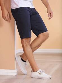 Men's Bermuda Shorts In Colored Twill, Premium Denim, Various Colors - 藍色 - 查看 3