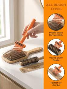 1 pieza Cepillo de limpieza para peines, puede eliminar el cabello enredado en los peines, también es adecuado para limpiar cepillos de pelo de mascotas, agarre cómodo, suministros de limpieza para el hogar y el baño - A - Ver 7