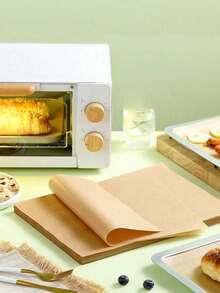 50/100/200pcs High Quality Parchment Paper Liners - Non-Stick, Oil-Proof, Waterproof Baking Mats Suitable For Air Fryer, Steamer And Oven Cooking - Wood Color - View 9