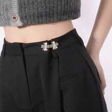 三叶草牛仔裤腰带夹 - 可调节腰部束紧带,无需缝纫金属合金纽扣,可重复使用且可拆卸,塑造纤细腰身 - 多色 - 查看 6