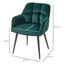 Reclining Armchair With Armrests, Velvet Look, With Steel Legs, For Living Room Or Bedroom, Dark Green - 綠色 - 查看 3